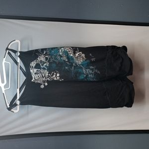Black tank with silver roses